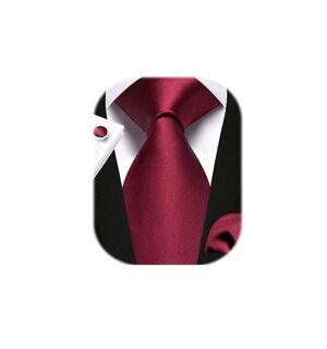 6868 Dark Red Ties Solid Formal Tie Satin Silk Wine Burgundy Necktie Pocket